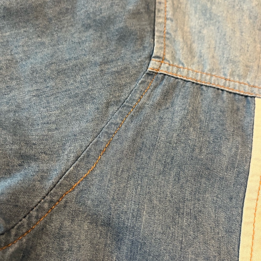 Given Kale Chambray Patchwork Shift Dress - image 4